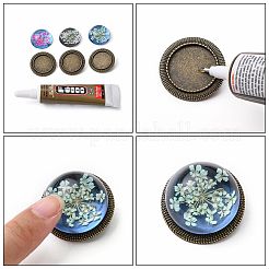 Flat Round Tibetan Style Brooch Cabochon Settings&nbsp;TIBE-S178-AB-NR