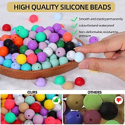 80Pcs Round Silicone Focal Beads&nbsp;SIL-SZ0001-24-03