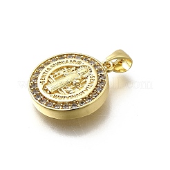 Brass Micro Pave Cubic Zirconia Pendants&nbsp;KK-P295-20G