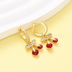 Brass Micro Pave Cubic Zirconia Hoop Earrings&nbsp;EJEW-D322-11G-02