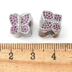 Butterfly Brass Micro Pave Cubic Zirconia European Beads&nbsp;KK-C086-16P-01
