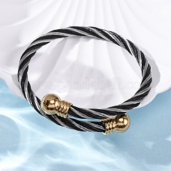 304 Stainless Steel Torque Bangles for Women&nbsp;BJEW-P310-20MC