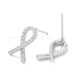 Rack Plating Brass Micro Pave Clear Cubic Zirconia Stud Earrings for Women&nbsp;EJEW-M260-15P