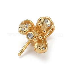 925 Sterling Silver Pave Clear Cubic Zirconia Flower Pendant Bails&nbsp;STER-P068-06G