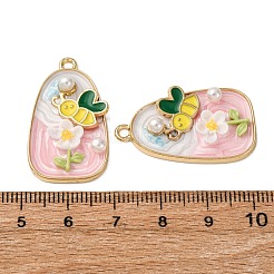 Light Gold Tone Alloy Enamel Pendants&nbsp;ENAM-B028-18KCG
