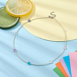 Glass Star & Seed Beaded Necklace&nbsp;NJEW-JN04364