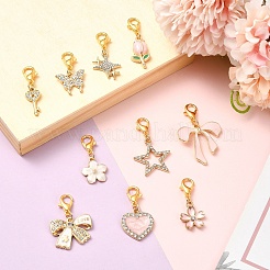 10Pcs 10 Styles Alloy Enamel & Rhinestone Pendant Decorations&nbsp;HJEW-YW00505
