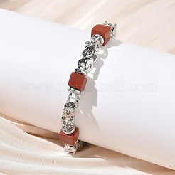 Natural Red Jasper Link Chain Bracelets for Women&nbsp;BJEW-Z148-06P-01