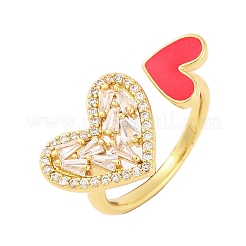 Brass Micro Pave Clear Cubic Zirconia Open Cuff Rings&nbsp;RJEW-U009-04G