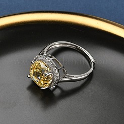 925 Sterling Silver Micro Pave Cubic Zirconia Finger Rings&nbsp;RJEW-B134-01B-01