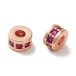 Rack Plating Brass Pave Medium Violet Red Cubic Zirconia Beads&nbsp;KK-M285-16RG