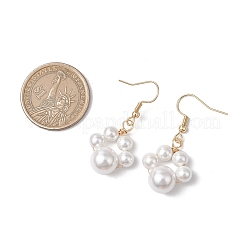 Round Shell Pearl Beads Dangle Earrings&nbsp;EJEW-JE06318-01