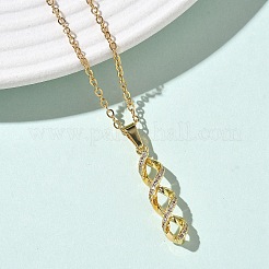 Brass Micro Pave Clear Cubic Zirconia Twist Pendant 304 Stainless Steel Chain Necklaces for Women&nbsp;NJEW-D341-08G
