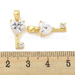 Brass Micro Pave Clear Cubic Zirconia Pendants&nbsp;KK-G490-02G