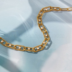 304 Stainless Steel Crystal Rhinestone Papperclip Chain Necklaces for Women&nbsp;SA-CBA8C9C-09G