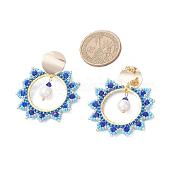 Brass Glass Sun Stud Earrings&nbsp;EJEW-MZ00520-01