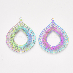 Ion Plating(IP) 201 Stainless Steel Filigree Pendants&nbsp;STAS-S108-34