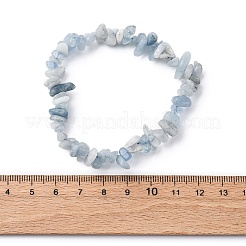Natural Aquamarine Chip Beaded Stretch Bracelets for Women Men&nbsp;X-BJEW-K277-01