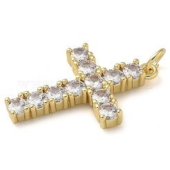 Rack Plating Brass Micro Pave Cubic Zirconia Pendants&nbsp;KK-K392-17A-G