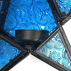 Pentagonal Star Embossed Glass Candle Holder&nbsp;AJEW-NH0001-03B
