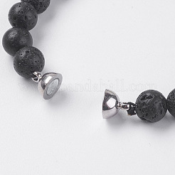 Natural Lava Rock Beads Stretch Bracelets&nbsp;BJEW-I241-12G