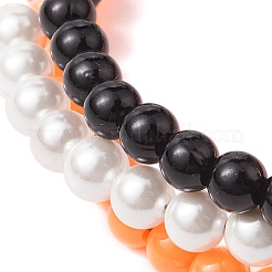 6mm Round Shell Pearl & ABS Plastic Imitation Pearl Tree-Color Multi-Strand Bracelets for Women&nbsp;BJEW-JB10493