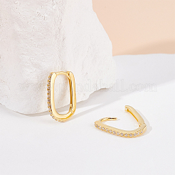 1 Pair Rhodium Plated 925 Sterling Silver Micro Pave Clear Cubic Zirconia Hoop Earrings for Women&nbsp;EJEW-UN0003-08