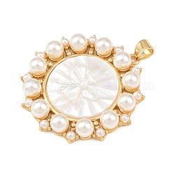 Natural White Shell Flower Pendants&nbsp;KK-F919-44G