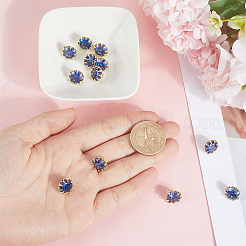 Flower Brass Micro Pave Cubic Zirconia Shank Buttons&nbsp;BUTT-WH0061-12B