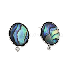 304 Stainless Steel Pave Natural Paua Shell Stud Earring Findings&nbsp;X-STAS-Z125-10P