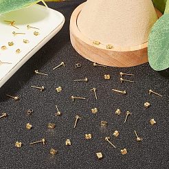 60Pcs 2 Styles Brass Stud Earring Findings&nbsp;KK-CA0001-35G