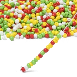 4 Colors Christmas 8/0 Glass Round Seed Beads&nbsp;SEED-X0058-03B