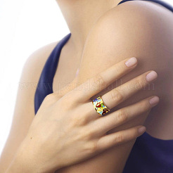 House Pattern Brass Enamel Finger Rings&nbsp;FS-WG03239-02