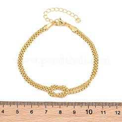 Brass Box Chain Knot 2-Strand Bracelets for Women&nbsp;KK-CBA68DA-17B-G