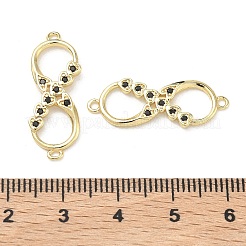 Brass Micro Pave Cubic Zirconia Heart Infinity Connector Charms&nbsp;KK-P350-12G-01