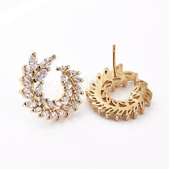 Brass Micro Pave Clear Cubic Zirconia Stud Earrings&nbsp;EJEW-L224-46G