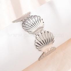Ocean 304 Stainless Steel Shell Shape Open Cuff Bangles for Women&nbsp;AJEW-P127-28P