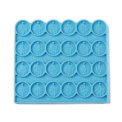 DIY Flat Round with Flower Pattern Pendant Food Grade Silicone Molds&nbsp;DIY-G083-07