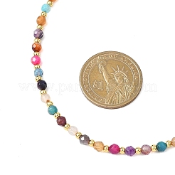 4MM Dyed Faceted Round Natural Agate Beaded Necklaces&nbsp;NJEW-JN05692