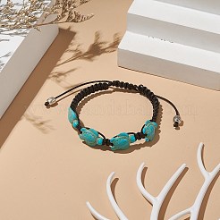 Synthetic Turquoise(Dyed) Tortoise Braided Bead Bracelet for Women&nbsp;BJEW-TA00225-01