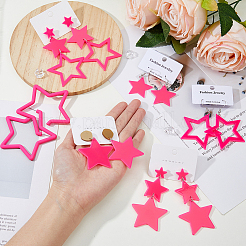 6 Pairs 6 Style Fashion Star Acrylic Dangle Stud Earrings with 316 Stainless Steel Pins for Women&nbsp;EJEW-FI0002-52