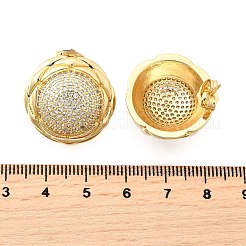 Brass Clear Cubic Zirconia Flat Round Stud Earrings&nbsp;EJEW-C147-06G