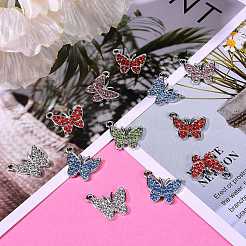 25Pcs 5 Colors Zinc Alloy Butterfly Charms&nbsp;ENAM-SZ0001-81