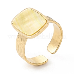 Ion Plating(IP) Natural Shell Rectangle Open Cuff Ring&nbsp;STAS-E125-05G