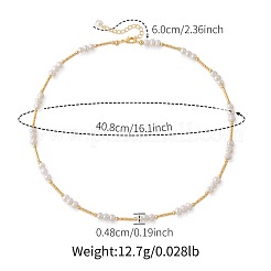 Natural Freshwater Pearl Potato Beaded Brass Tube Link Necklaces for Women&nbsp;TP7024-2