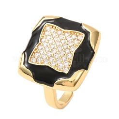 Brass Micro Pave Cubic Zirconia Cuff Open Rings&nbsp;CU-CBAB3AD-13G
