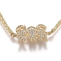 Brass Micro Pave Clear Cubic Zirconia Link Bracelets&nbsp;BJEW-Z003-21G