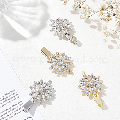 2 Pairs 2 Colors Flower Shaped Alloy Rhinestone Alligator Hair Clips&nbsp;PHAR-GO0001-05