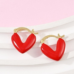 Brass Enamel Hoop Earrings&nbsp;EJEW-R032-05G