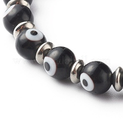 Handmade Evil Eye Lampwork Beaded Stretch Bracelets&nbsp;BJEW-JB06466-02